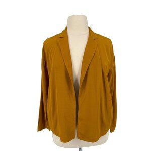 Eileen Fisher Women's Open-Front Jacket Mustard Yellow Tencel & Viscose